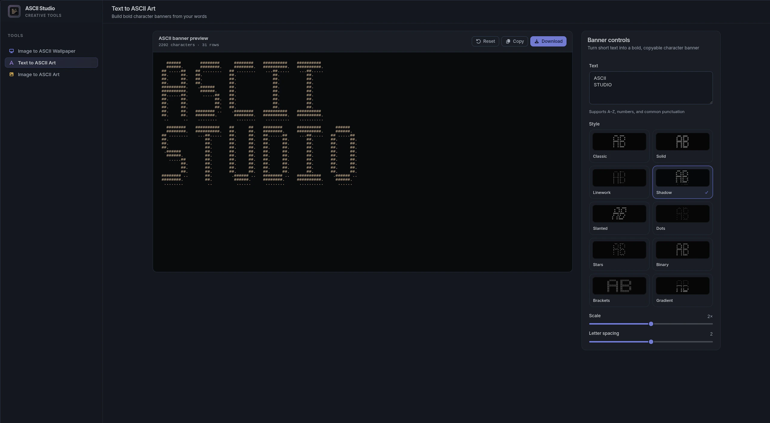 Custom ASCII text banner