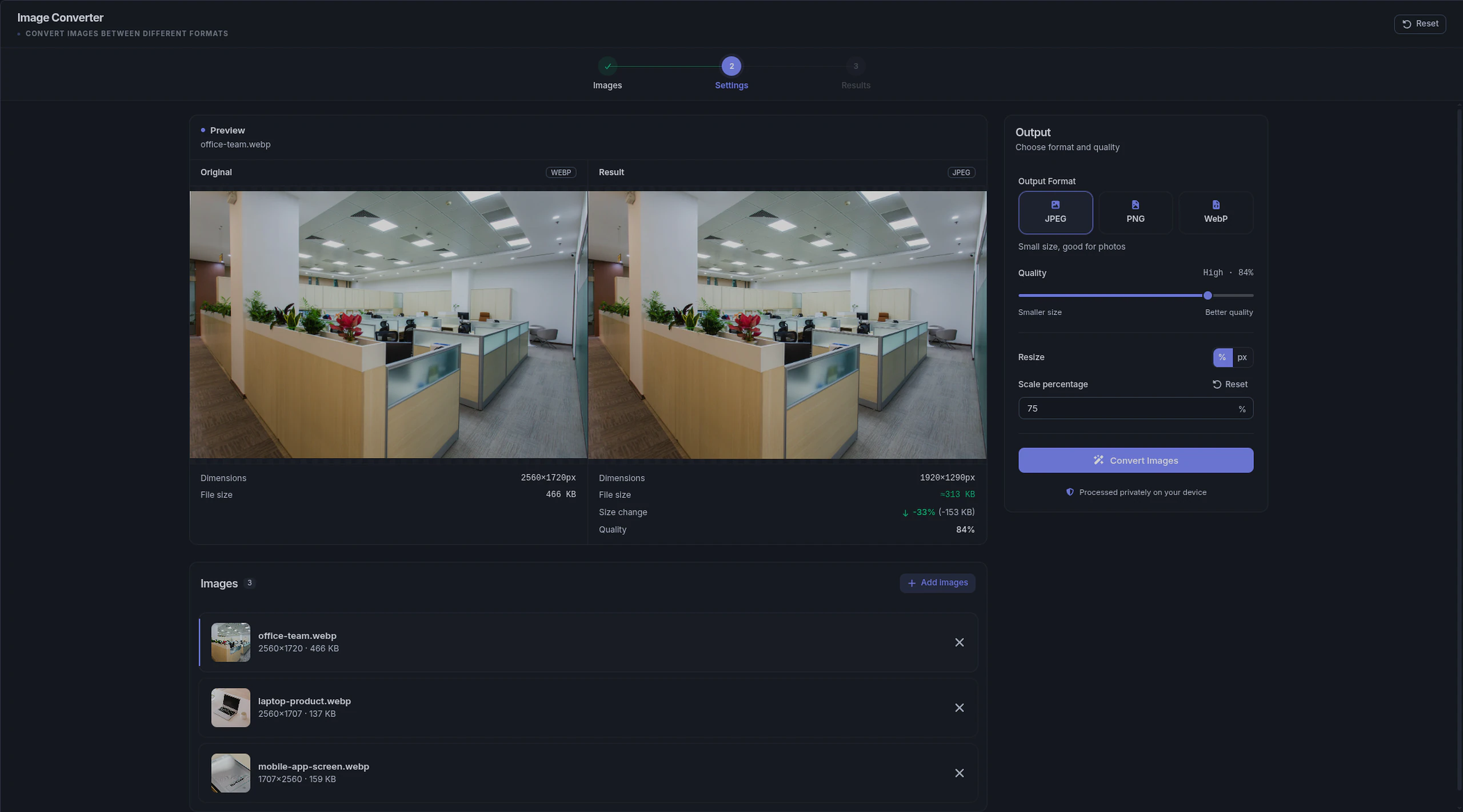 Batch conversion workspace