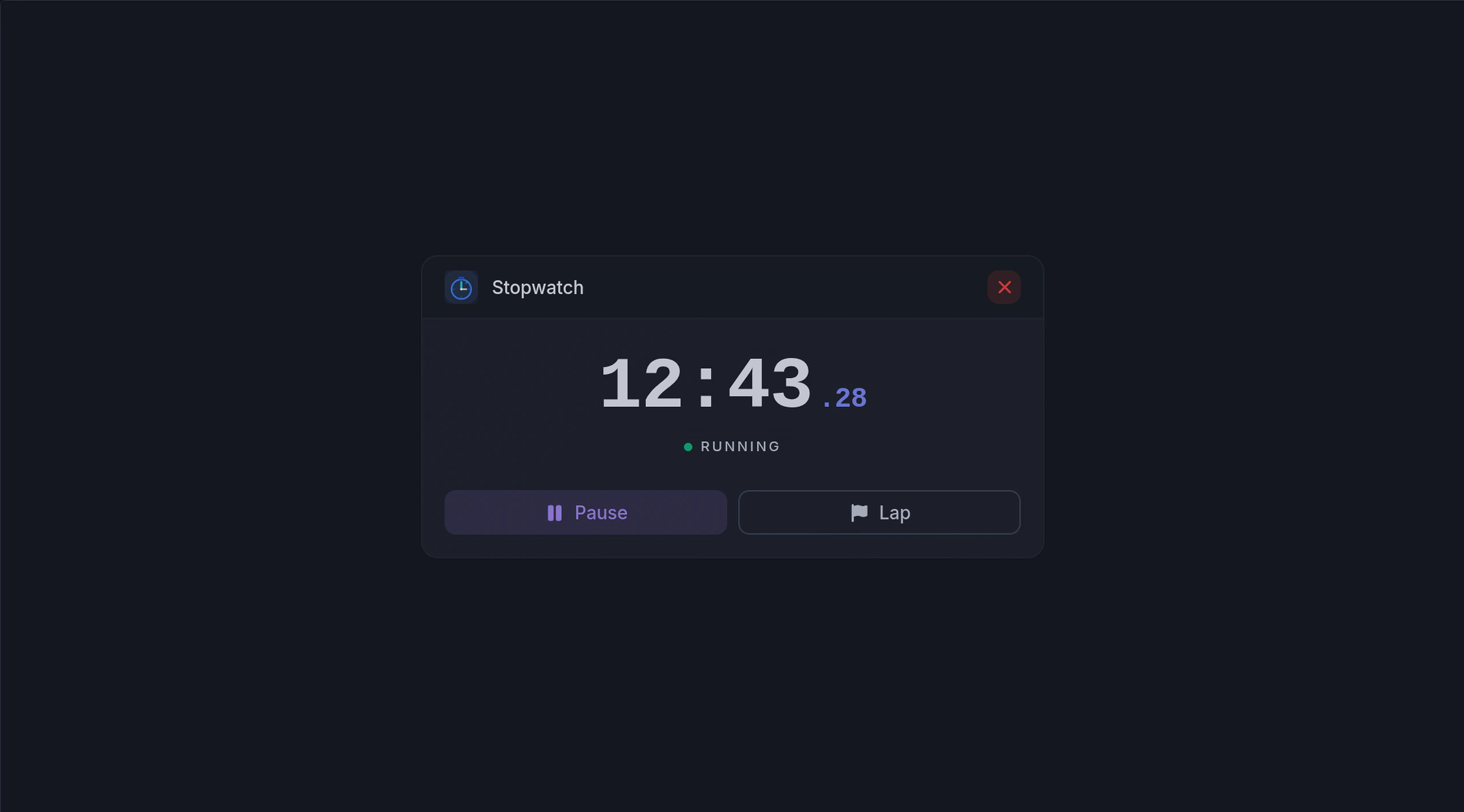 Stopwatch running during a timed session