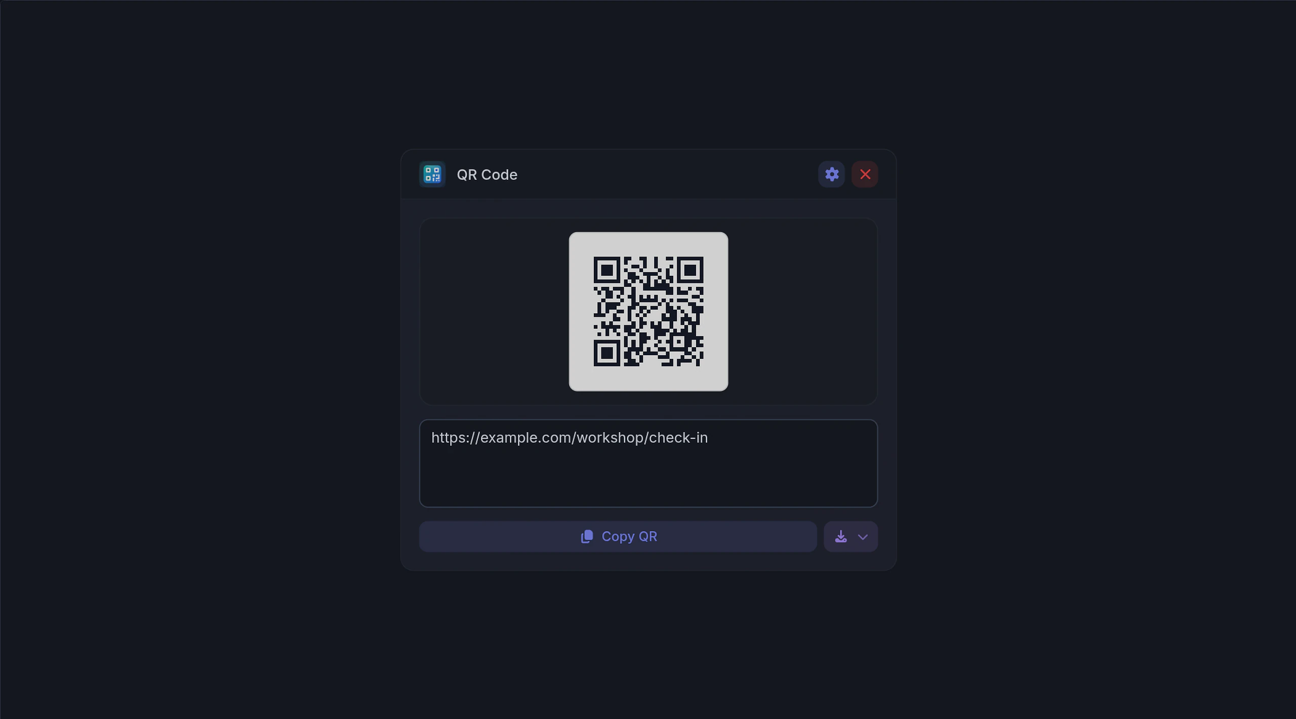 Workshop check-in link ready to scan
